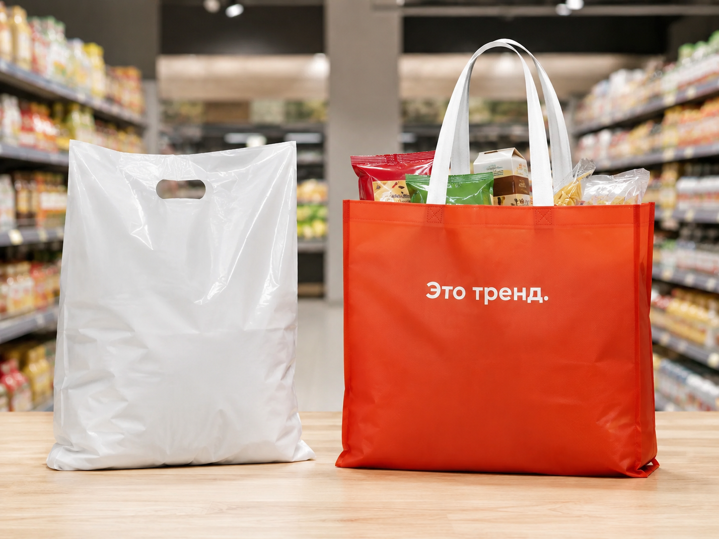 Полиэтиленовый пакет с логотипом или многоразовый пакет Пакрус