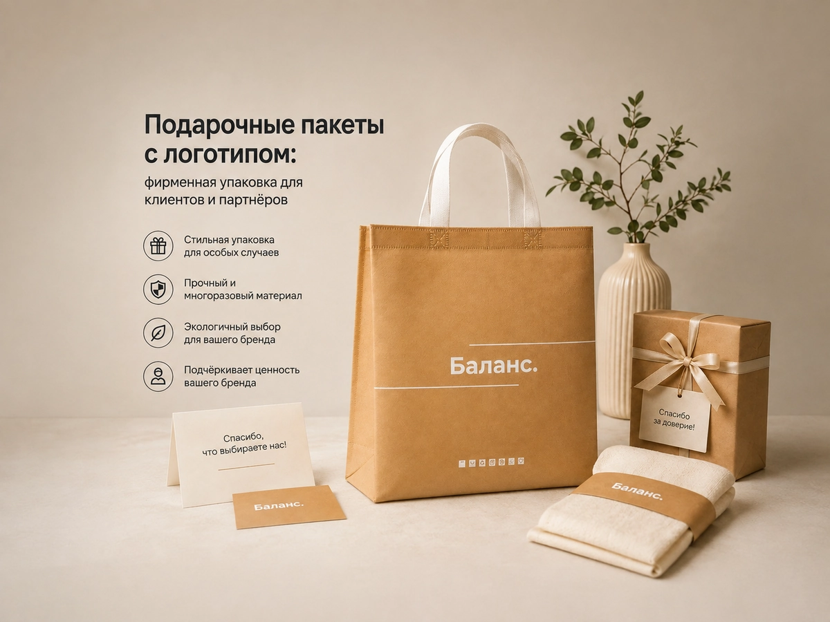 Подарочные пакеты с логотипом: фирменная упаковка для клиентов и партнёров